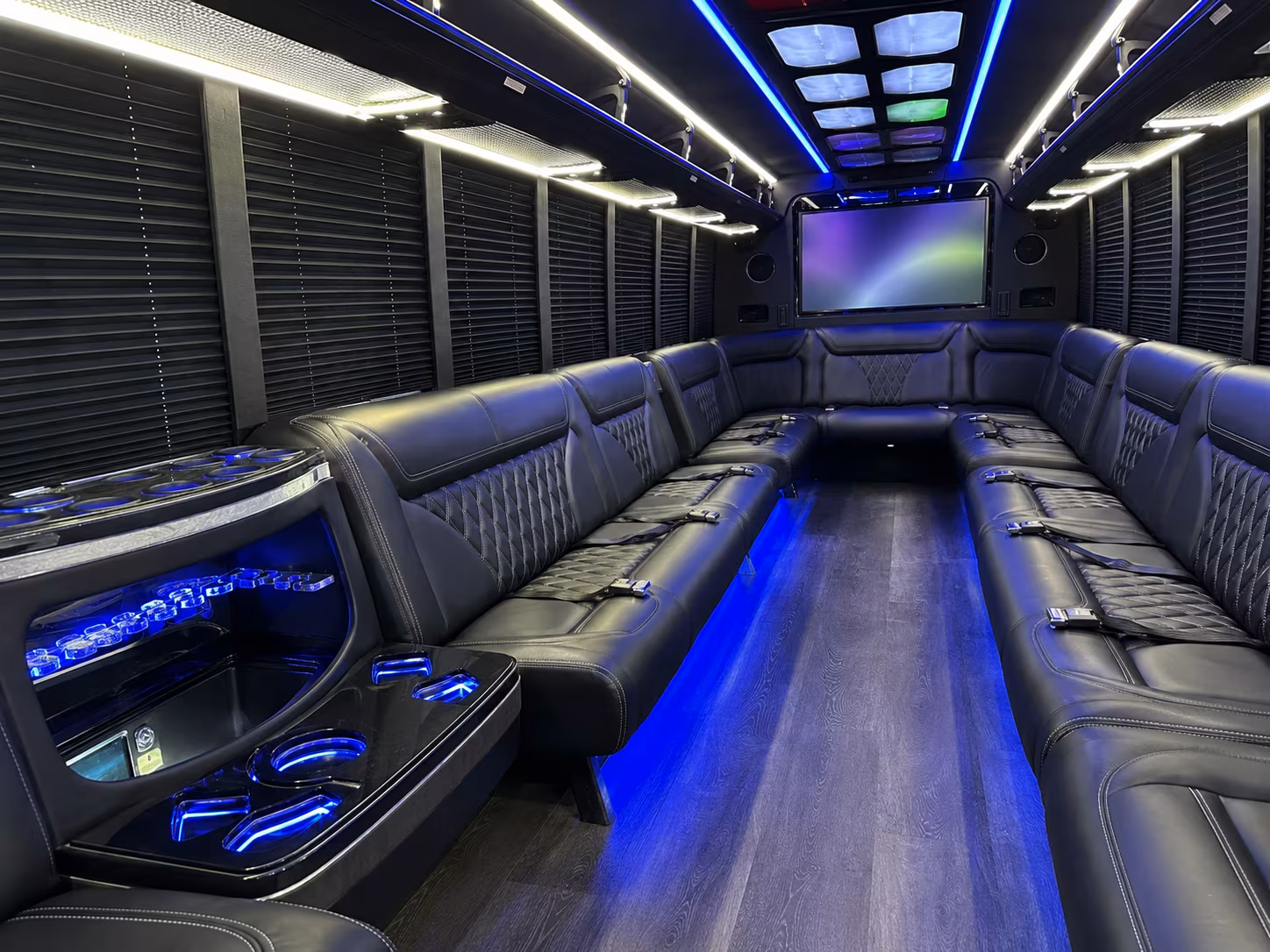 hialeah 20 passenger party bus inside