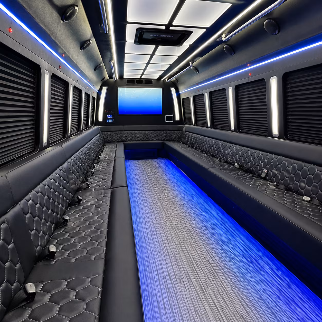 hialeah 50 passenger party bus inside